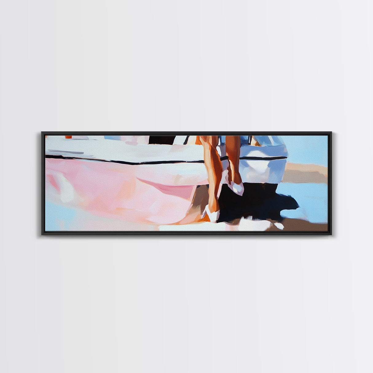 Sailboat Reflection, Nautical Art, Marina Landscape, Framed Canvas Print, Minimalist Coastal Decor, Ocean Painting, Living Room Wall Ar
