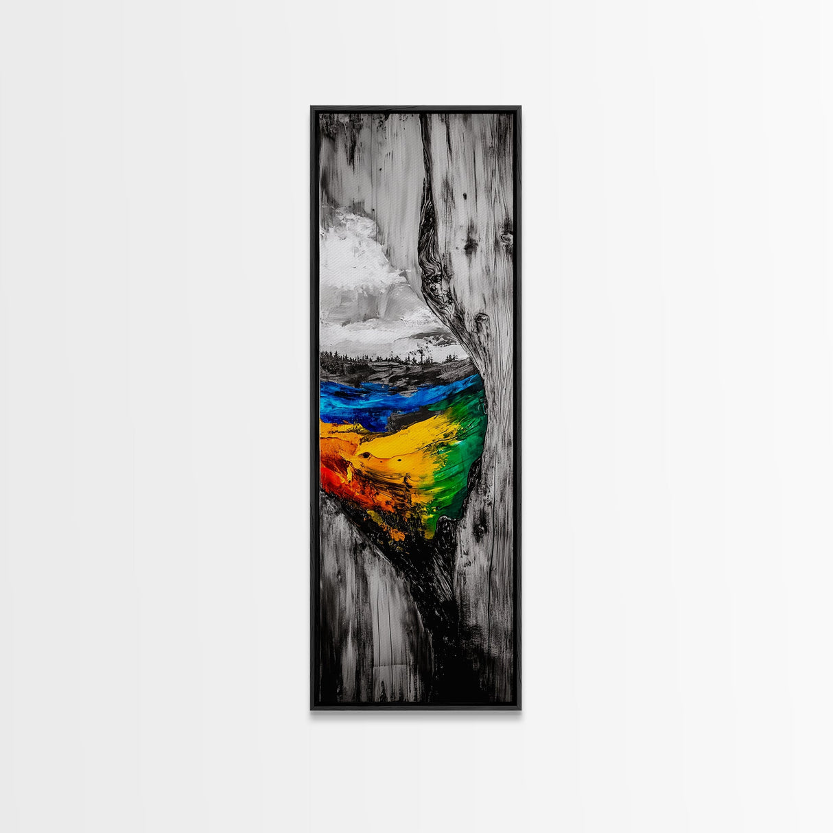 Nature Reflection, Wood and Water, Colorful Art, Canvas Print, Abstract Landscape, Rustic Wall Art, Modern Nature Painting, Office Decor