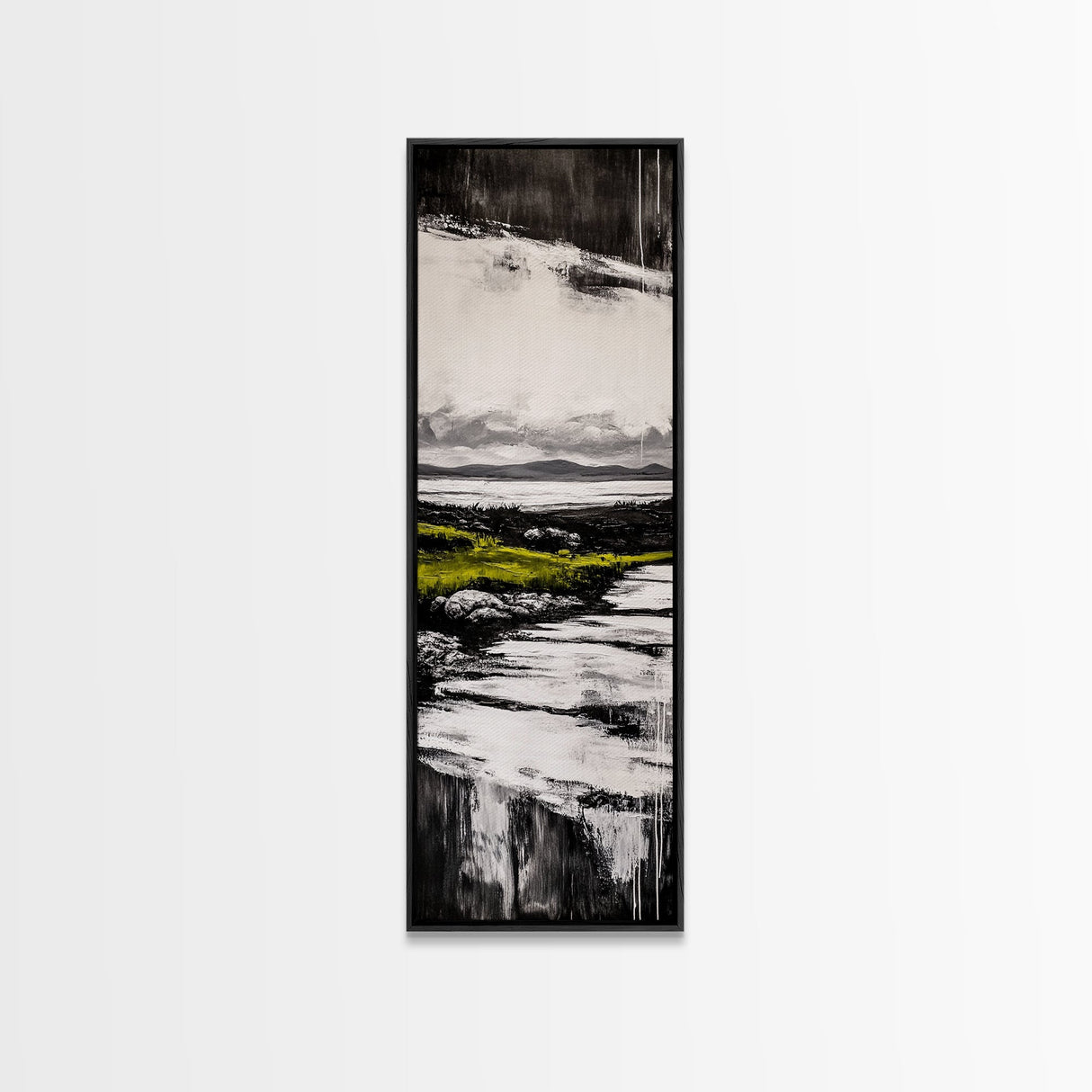 Black and White, Minimalist Landscape, Ocean View, Canvas Print, Modern Wall Art, Neutral Home Decor, Bedroom Artwork, Coastal Painting