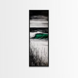 Ocean Wave, Emerald Green, Coastal Art, Framed Canvas Print, Beach House Decor, Nautical Wall Art, Surf Painting, Living Room Art