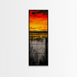 Sunset Fence, Fiery Sky, Bold Colors, Canvas Print, Western Landscape, Rustic Home Decor, Ranch Wall Art, Farmhouse Living Room