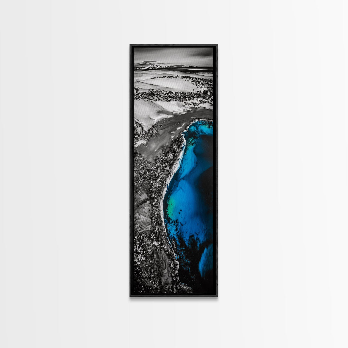 Glacier Lagoon, Arctic Blue Water, Winter Landscape, Iceberg Nature Art, Monochrome Minimalist, Bedroom Wall Art, Canvas Print
