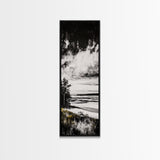Coastal Serenity, Black White Landscape, Ocean Horizon Art, Minimalist Beach Scene, Modern Home Decor, Framed Canvas Print