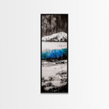 Mountain Reflection, Blue Lake Art, Nature Canvas Print, Black White Wall Art, Landscape Painting, Large Artwork, Minimalist Decor