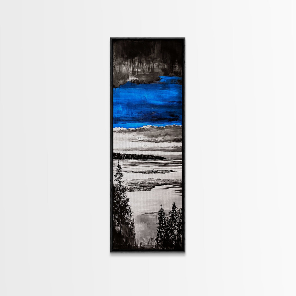 Abstract Seascape, Blue Black Wall Art, Coastal Canvas Print, Living Room Artwork, Ocean Decor, Large Modern Art, Contemporary Print