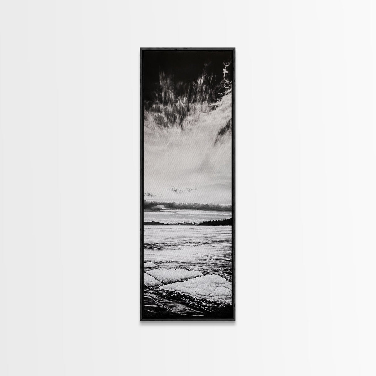 Monochrome Seascape, Minimalist Ocean Art, Black White Canvas Print, Coastal Home Decor, Large Wall Art, Beach Painting, Modern Artwork
