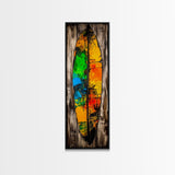 Rustic Surfboard, Abstract Art, Beach House Decor, Framed Canvas Print, Boho Wall Art, Coastal Living Room Artwork, Vibrant Painting