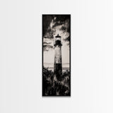 Lighthouse Silhouette, Coastal Wall Art, Nautical Decor, Canvas Print, Black and White Art, Seaside Home Decor, Minimalist Ocean Scene