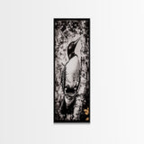 Loon and Birch, Woodland Wildlife Art, Black and White Bird Print, Canvas Print, Rustic Cabin Decor, Nature Inspired Wall Art