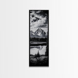 Teton Mountains, Framed Canvas Print, National Park Art, Rustic Cabin Decor, Wilderness Landscape, Black and White Art, Office Decor