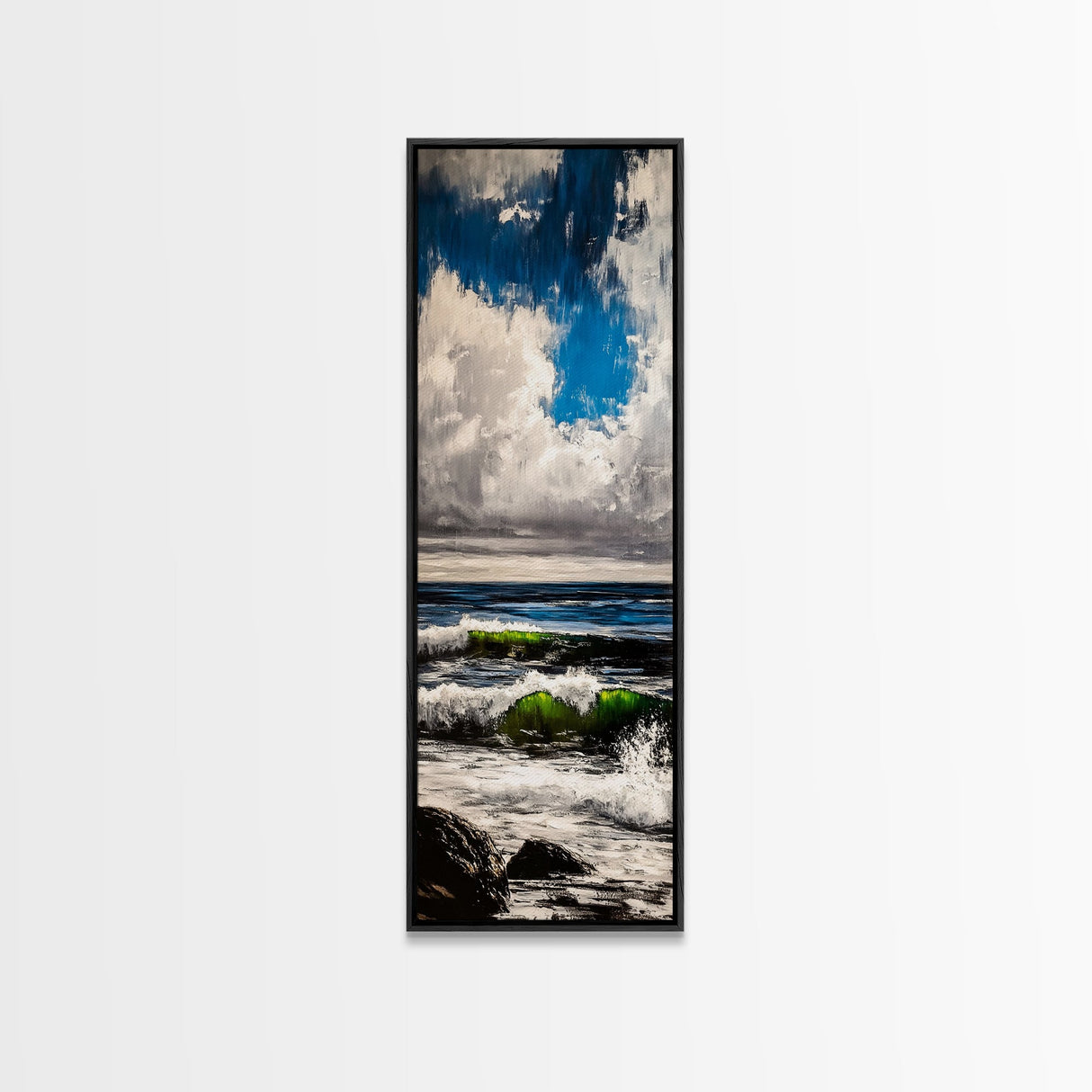 Ocean Wave Painting, Coastal Wall Art, Blue and Green Seascape, Nautical Artwork, Modern Beach House Decor, Living Room Art, Canvas Print