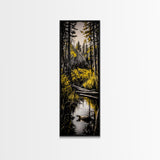 Forest Reflection, Nature Landscape, Wildlife Art, Rustic Cabin Wall Art, Woodland Scene, Canvas Print, Autumn Decor, Moody Atmosphere