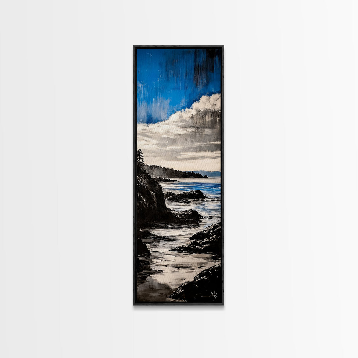 Sunset Horizon, Rocky Beach, Ocean Scene, Canvas Print, Contemporary Wall Art, Beach House Decor, Serene Nature Art