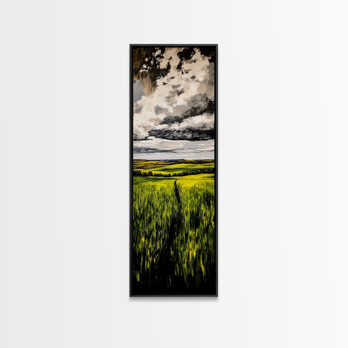 Rolling Fields, Green Landscape Painting, Farmhouse Wall Art, Nature Artwork, Rustic Home Decor, Country Living Room Art, Canvas Print