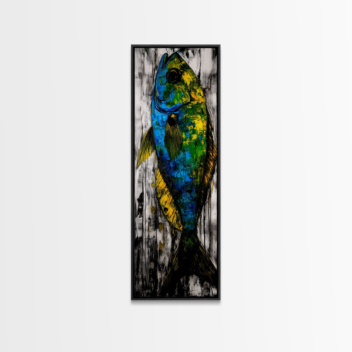 Abstract Fish Art, Coastal Wall Decor, Nautical Home Design, Ocean Themed Painting, Beach House Style, Framed Canvas Print