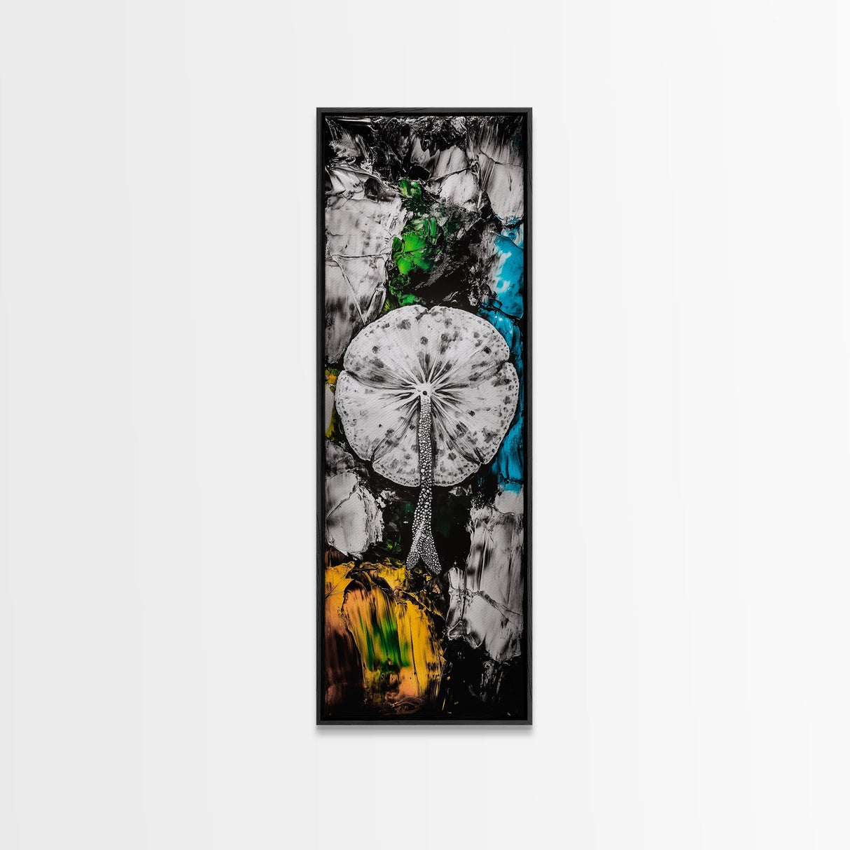 Abstract Mushroom, Black White Art, Modern Wall Decor, Framed Canvas Print, Living Room Art, Minimalist Painting, Unique Gift
