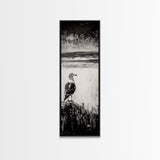 Seagull Portrait, Ocean Waves, Black and White, Framed Canvas Print, Coastal Art, Minimalist Decor, Modern Office Wall Art, Beach House Art