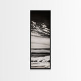 Ocean Horizon, Black and White, Cloudy Sky, Canvas Print, Coastal Wall Art, Minimalist Seascape, Modern Living Room Decor, Nautical Art