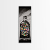 Snake in Bottle, Surreal, Dark Art, Framed Canvas Print, Gothic Home Decor, Unique Gift, Mysterious Artwork, Living Room Wall Art