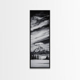 Majestic, Mountain, Black and White, Framed Canvas Print, Sky Photography, Minimalist Wall Art, Home Office Decor, Living Room Artwork