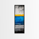 Sunset, Ocean, Waves, Framed Canvas Print, Coastal Wall Art, Modern Beach Decor, Blue and Yellow Abstract, Large Statement Art