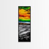 Vibrant, Sunset, Beach, Framed Canvas Print, Colorful Seascape, Tropical Wall Art, Sunset Painting, Living Room Decor, Ocean Art