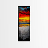 Vibrant, Sunset, Beach, Framed Canvas Print, Coastal Wall Art, Tropical Sunset, Living Room Decor, Bold Colorful Painting