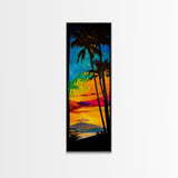 Palm Trees, Sunset, Ocean, Canvas Print, Tropical Wall Art, Vibrant Seascape, Beach House Decor, Exotic Landscape Painting