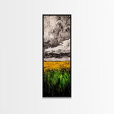 Golden Fields, Dramatic Sky, Green and Yellow, Canvas Print, Rustic Farmhouse Wall Art, Autumn Landscape Decor, Dining Room Art