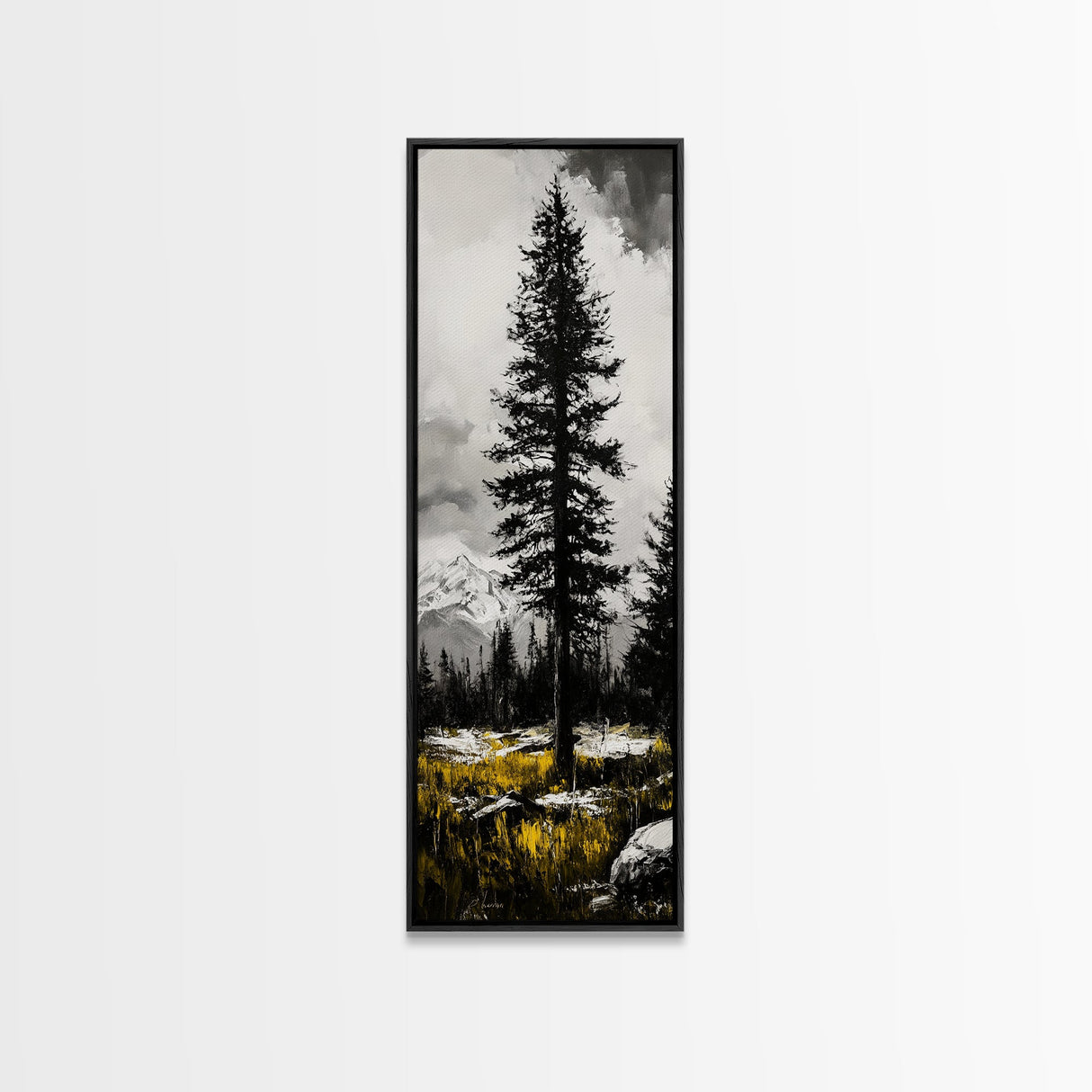 Lone Pine, Mountain View, Black and White, Canvas Print, Nature Wall Art, Rustic Home Decor, Cabin or Lodge Artwork
