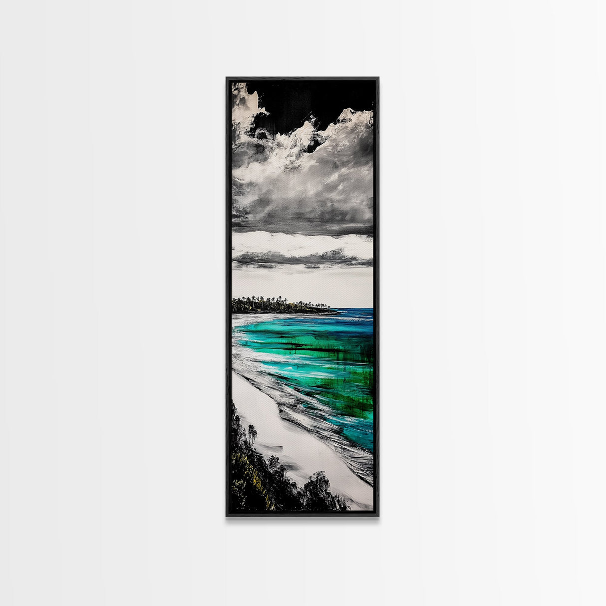 Turquoise Shore, Tropical Art, Beach Landscape, Canvas Print, Coastal Wall Art, Vibrant Ocean Decor, Living Room Artwork, Beach House