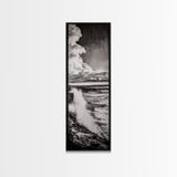 Ocean Power, Wave Crash, Coastal Landscape, Dramatic Seascape, Framed Canvas Print, Black and White Wall Art, Beach House Decor