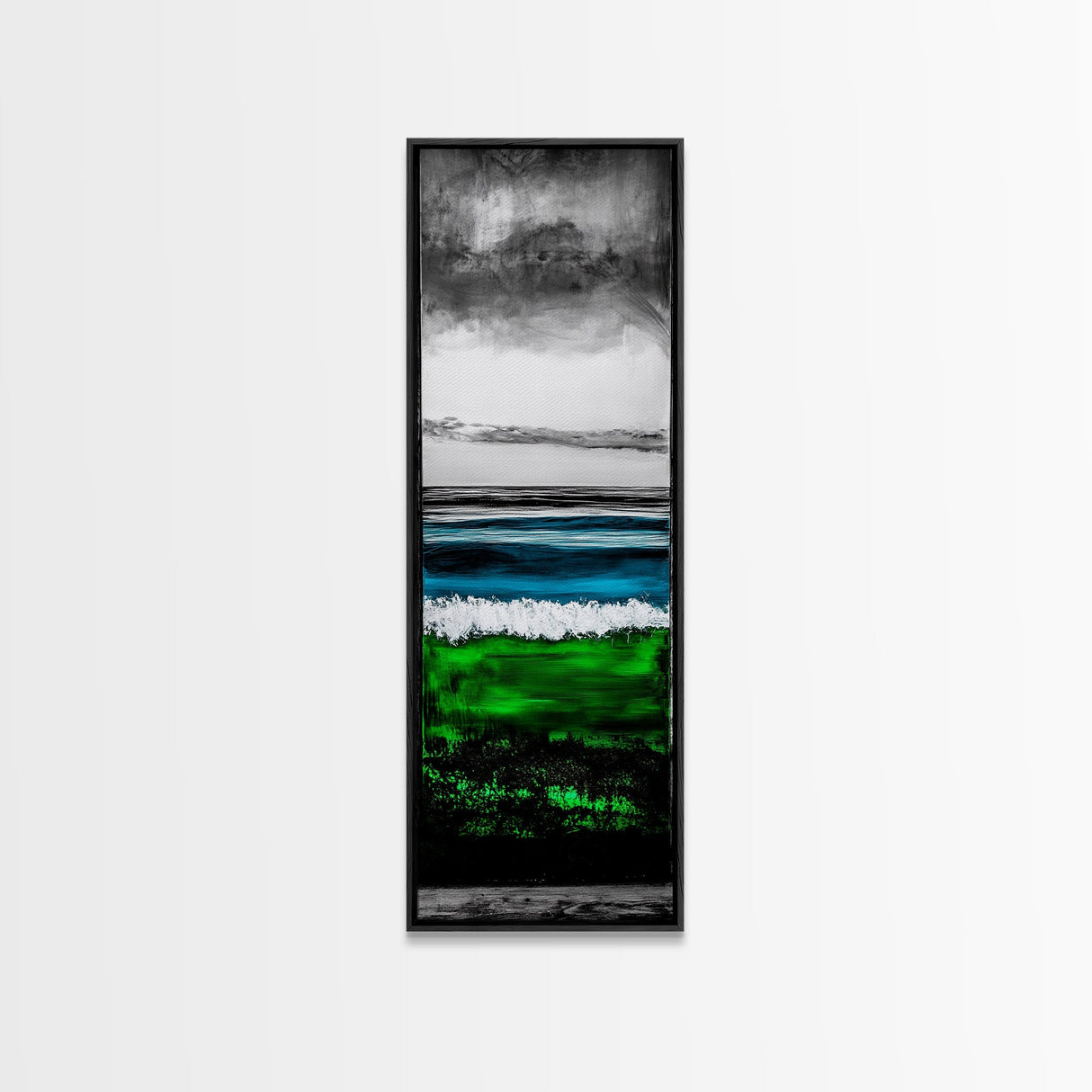 Emerald Waters, Coastal Horizon, Abstract Ocean, Deep Sea Art, Framed Canvas Print, Beach House Decor, Nautical Home Wall Art