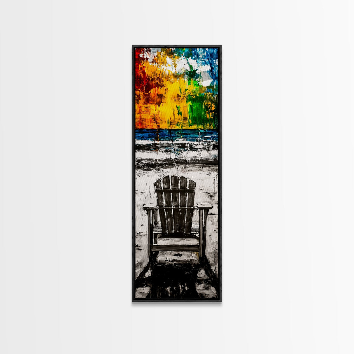 Beach Chair, Coastal Wall Art, Relaxation Painting, Framed Canvas Print, Seaside Decor, Nautical Art, Living Room Wall Art, Summer Vibes