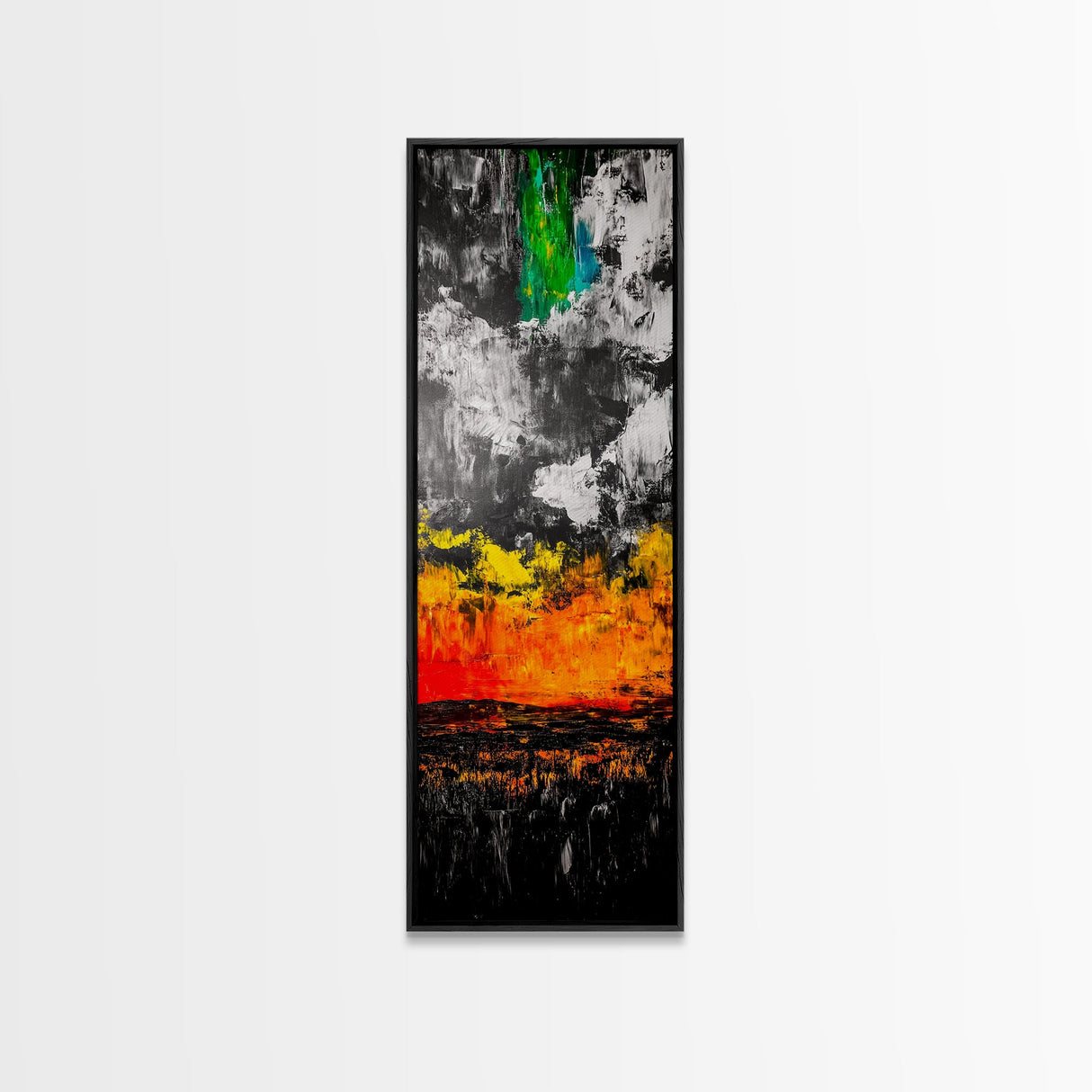 Fiery Sunset, Bold Abstract Art, Expressionist Painting, Colorful Landscape, Framed Canvas Print, Office Wall Art, Autumn Wall Decor