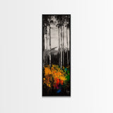 Birch Forest Painting, Mountain Wall Art, Black and White Landscape, Nature Artwork, Cabin Decor, Fall Art, Framed Canvas Print