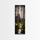 Forest Pathway, Black and White Nature Art, Autumn Trees Painting, Woodland Scene, Rustic Landscape, Living Room Wall Art, Canvas Print
