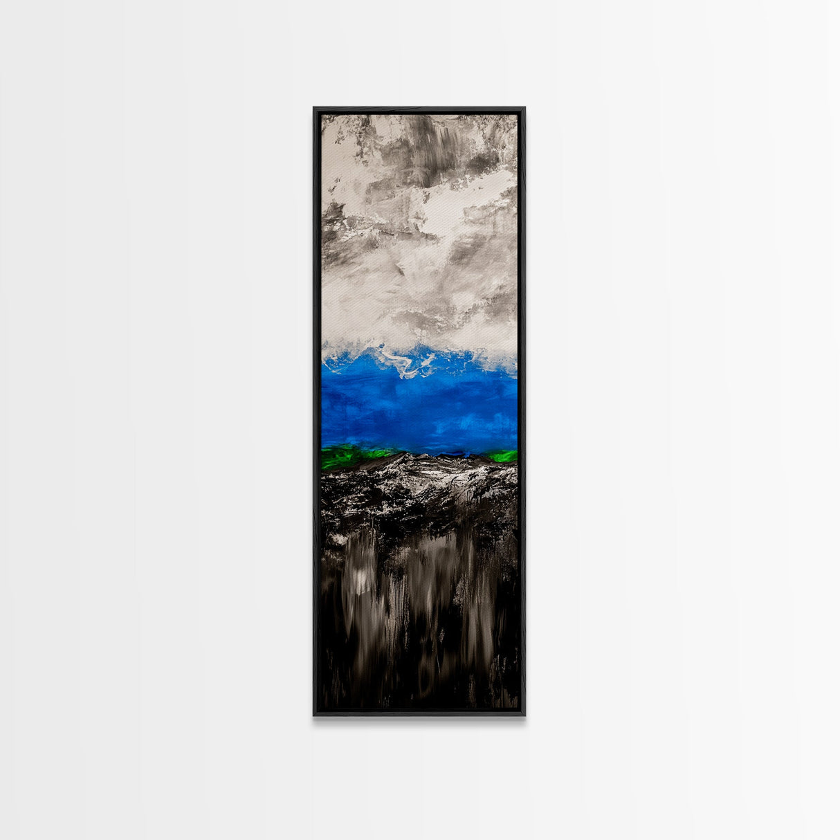 Mountain Horizon, Moody Landscape, Blue Sky Art, Framed Canvas Print, Abstract Nature, Minimalist Decor, Modern Wall Art, Office Decor