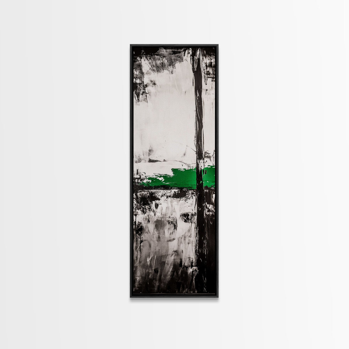 Abstract Lines, Modern Minimalist, Monochrome Art, Canvas Print, Geometric Wall Art, Black White Green, Contemporary Home Decor