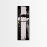 Modern Abstract, Minimalist Art, Textured Black White, Canvas Print, Contemporary Home Decor, Green Accent, Geometric Wall Art