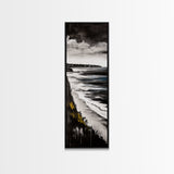 Monochrome Coast, Black and White Seascape, Framed Canvas Print, Beach House Art, Minimalist Landscape, Living Room Wall Art