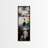 Majestic Bird, Black and White Art, Coastal Wildlife, Framed Canvas Print, Modern Decor, Ocean Inspired, Living Room Artwork