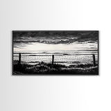 Dark Ocean, Stormy Sky, Coastal Landscape, Black and White Art, Moody Seascape, Living Room Wall Art, Nautical Decor, Framed Canvas Print