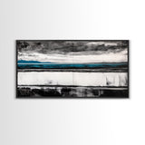 Moody Seascape, Minimalist Painting, Black and White Ocean, Framed Canvas Print, Contemporary Wall Art, Modern Coastal Home Decor