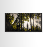 Sunlit Forest, Autumn Trees, Fall Home Decor, Framed Canvas Print, Nature Lover Gift, Cozy Wall Art, Woodland Art