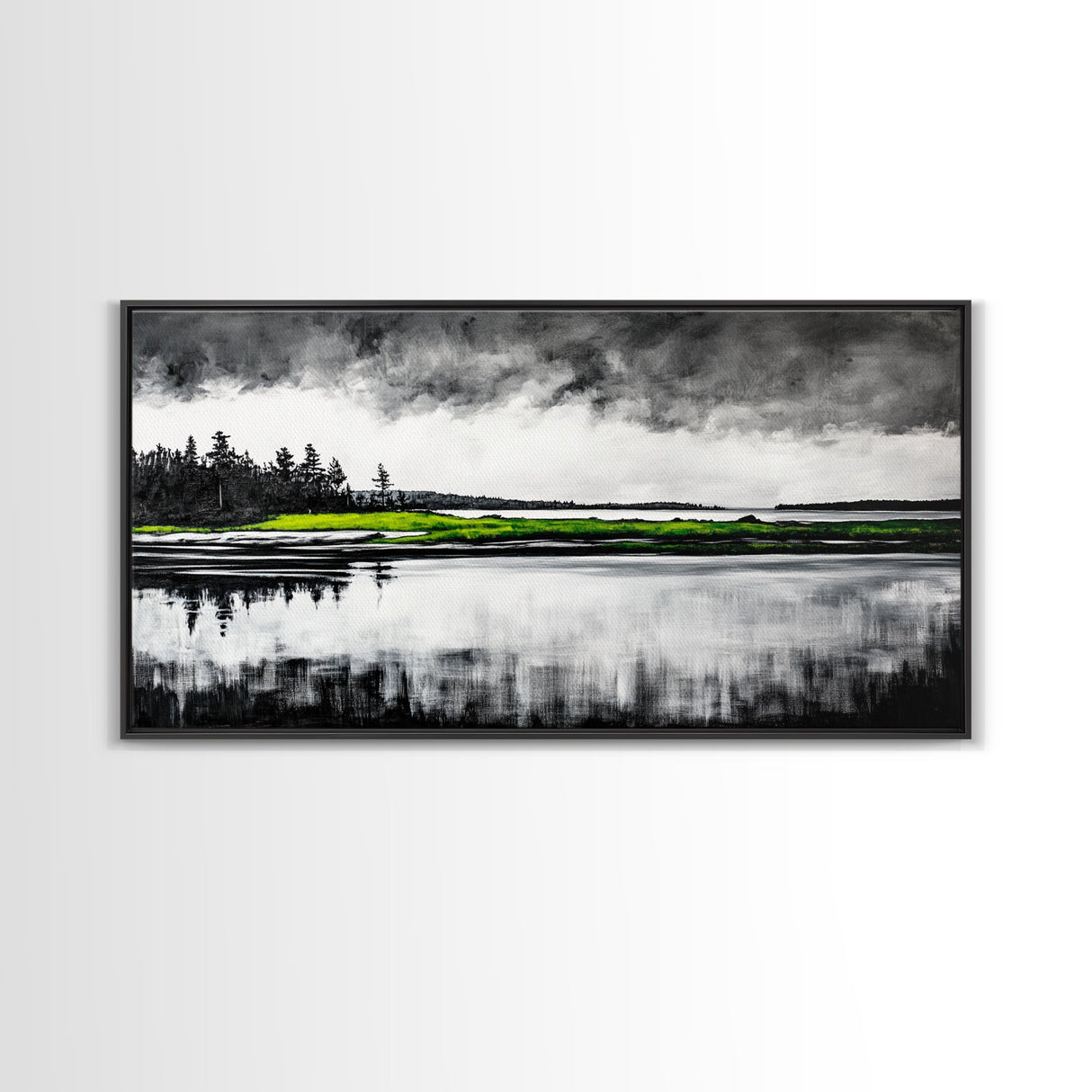 Stormy Waters, Abstract Beach Scene, Canvas Print, Ocean Wall Art, Moody Seascape Painting, Coastal Wall Decor, Living Room Art