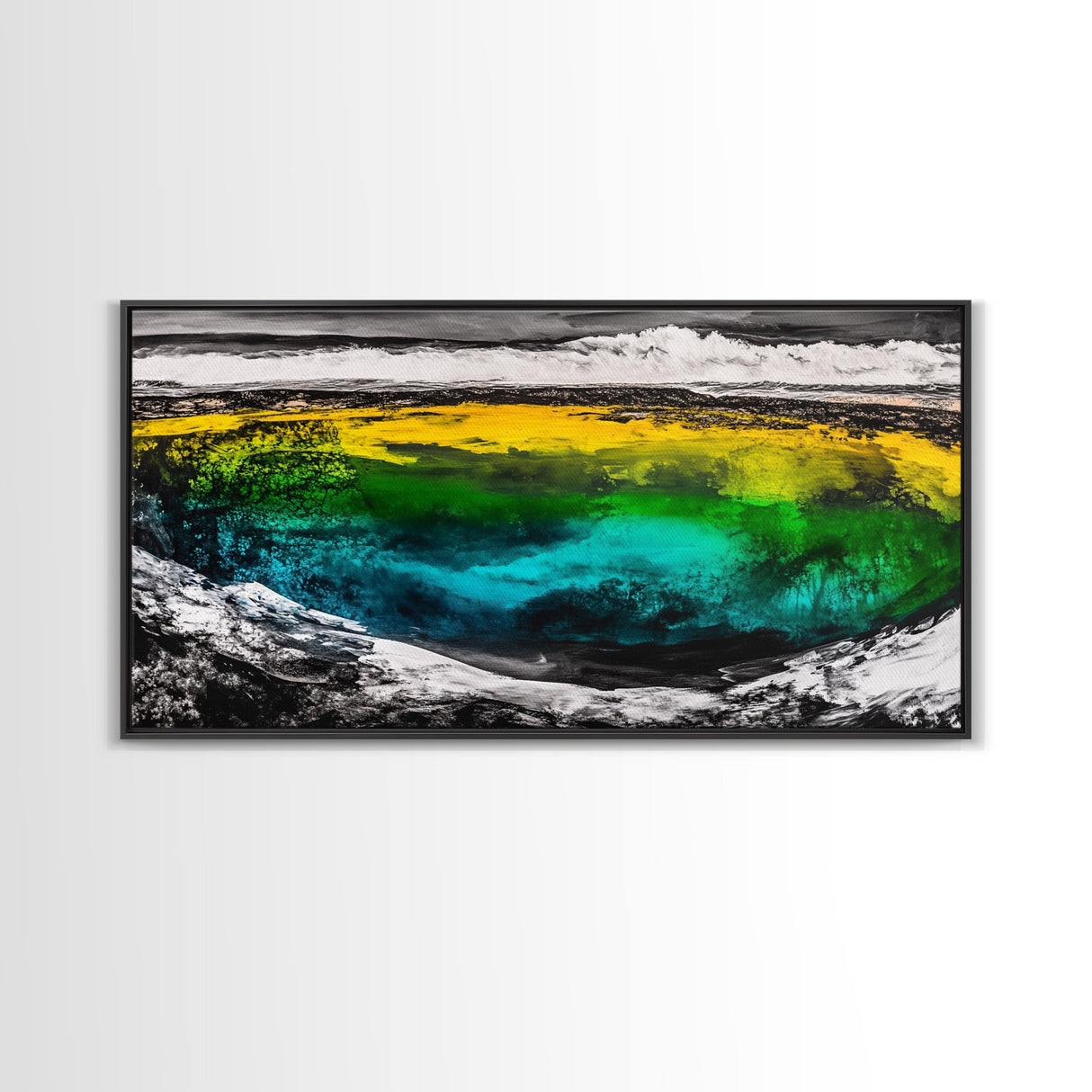 Turquoise Waves, Bold Ocean Art, Framed Canvas Print, Modern Abstract Seascape, Beach House Wall Decor, Large Statement Art