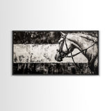 Monochrome Horse, Equestrian Wall Art, Canvas Print, Rustic Black and White Painting, Farmhouse Wall Decor, Western Wall Art