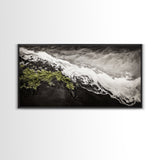 Abstract Ocean Waves, Coastal Wall Art, Modern Seascape Painting, Monochrome Beach Decor, Minimalist Black White Art, Canvas Print