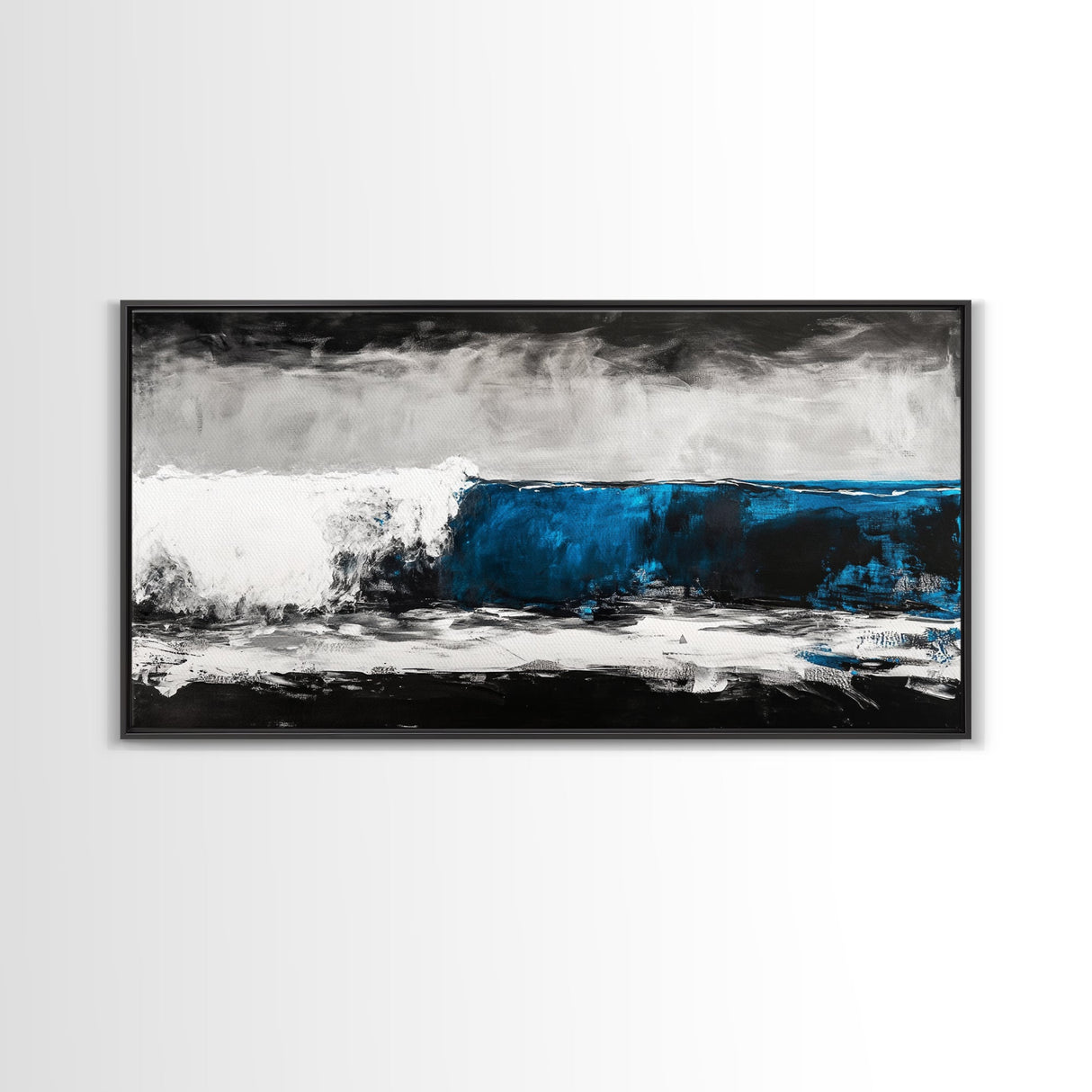 Ocean Wave, Blue, Modern, Canvas Print, Abstract Coastal Wall Art, Surfing Theme Artwork, Contemporary Beach Decor, Large Wall Art